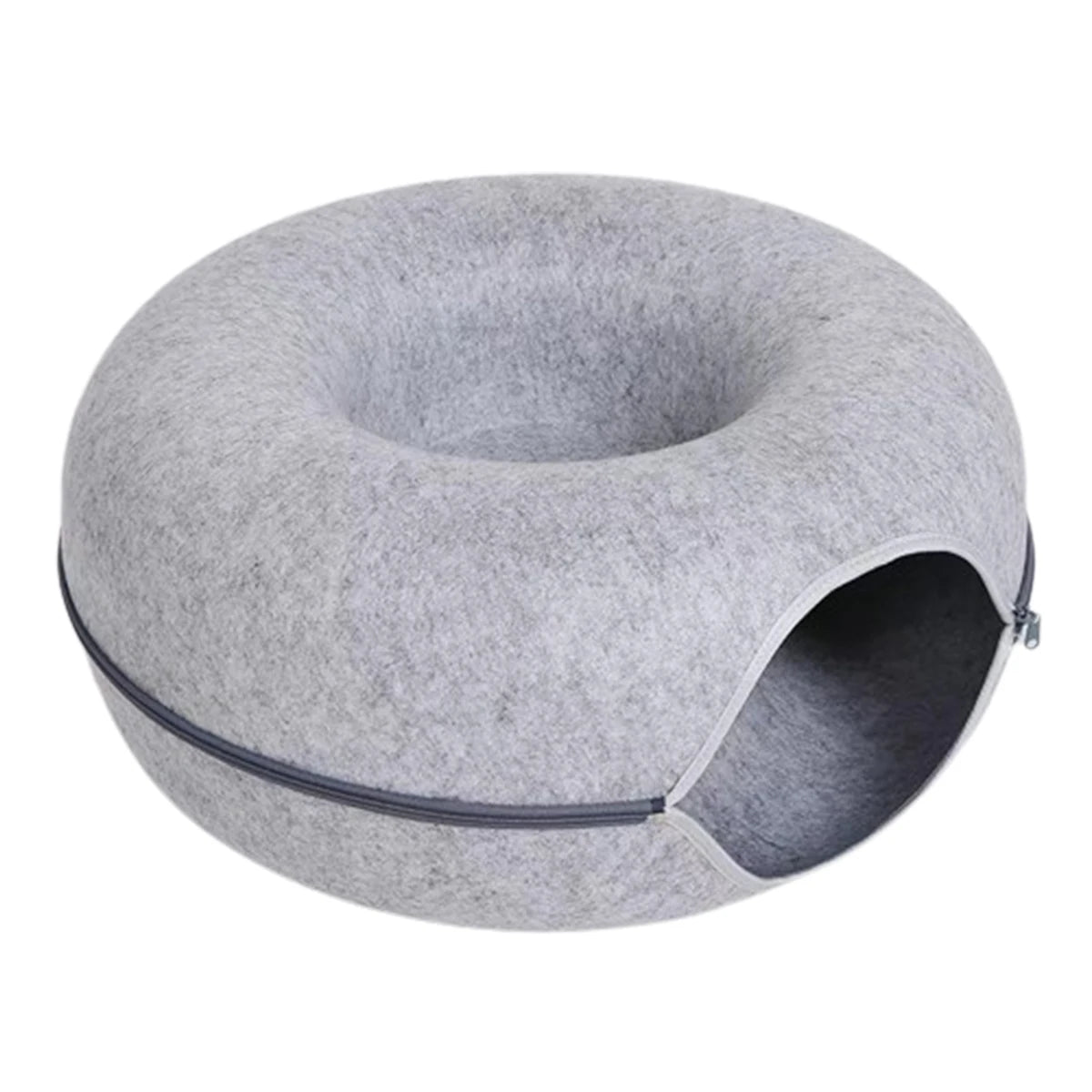 Felt Donut Cat Bed with Tunnel