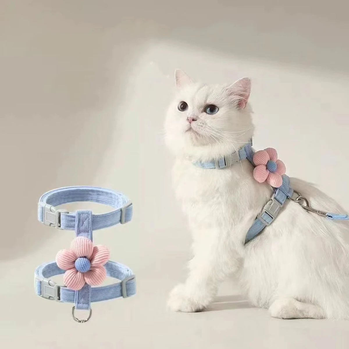 Adjustable Cat Harness Leash Set