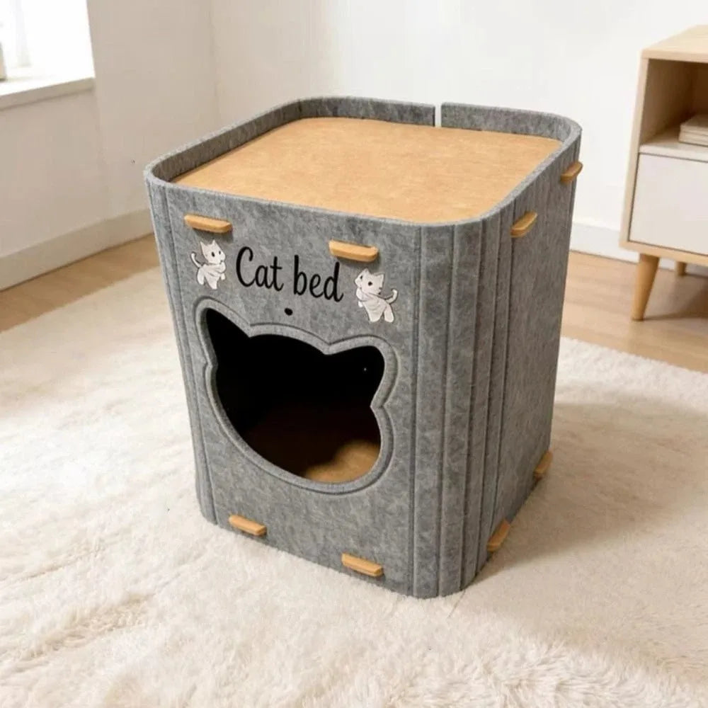 Foldable Double Layer Felt Cat House