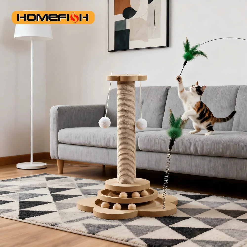 Solid Wood Cat Turntable Toy