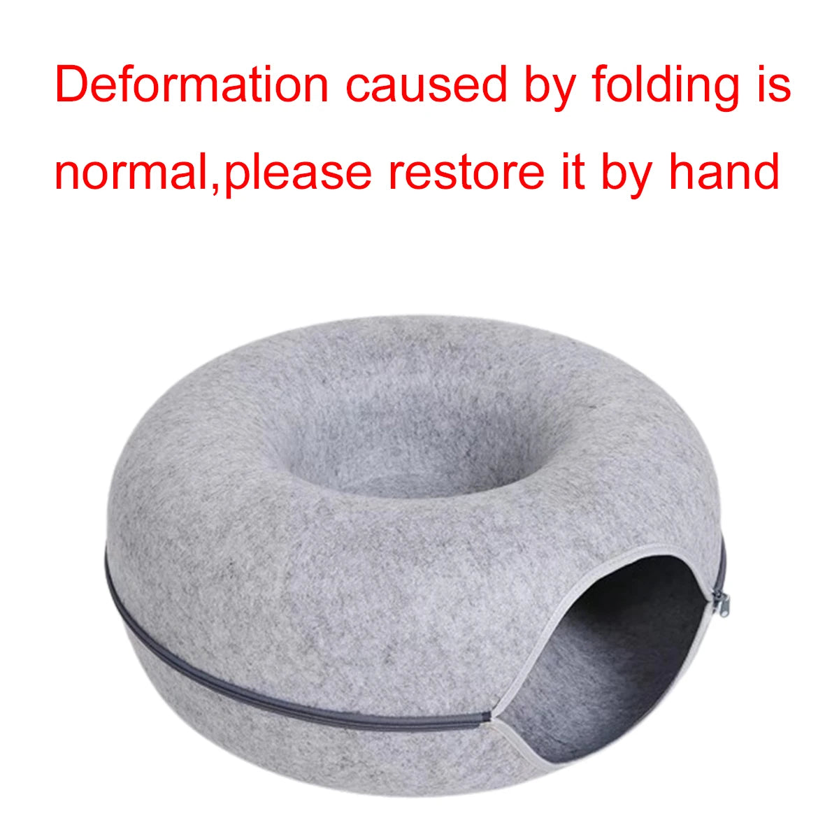 Felt Donut Cat Bed with Tunnel