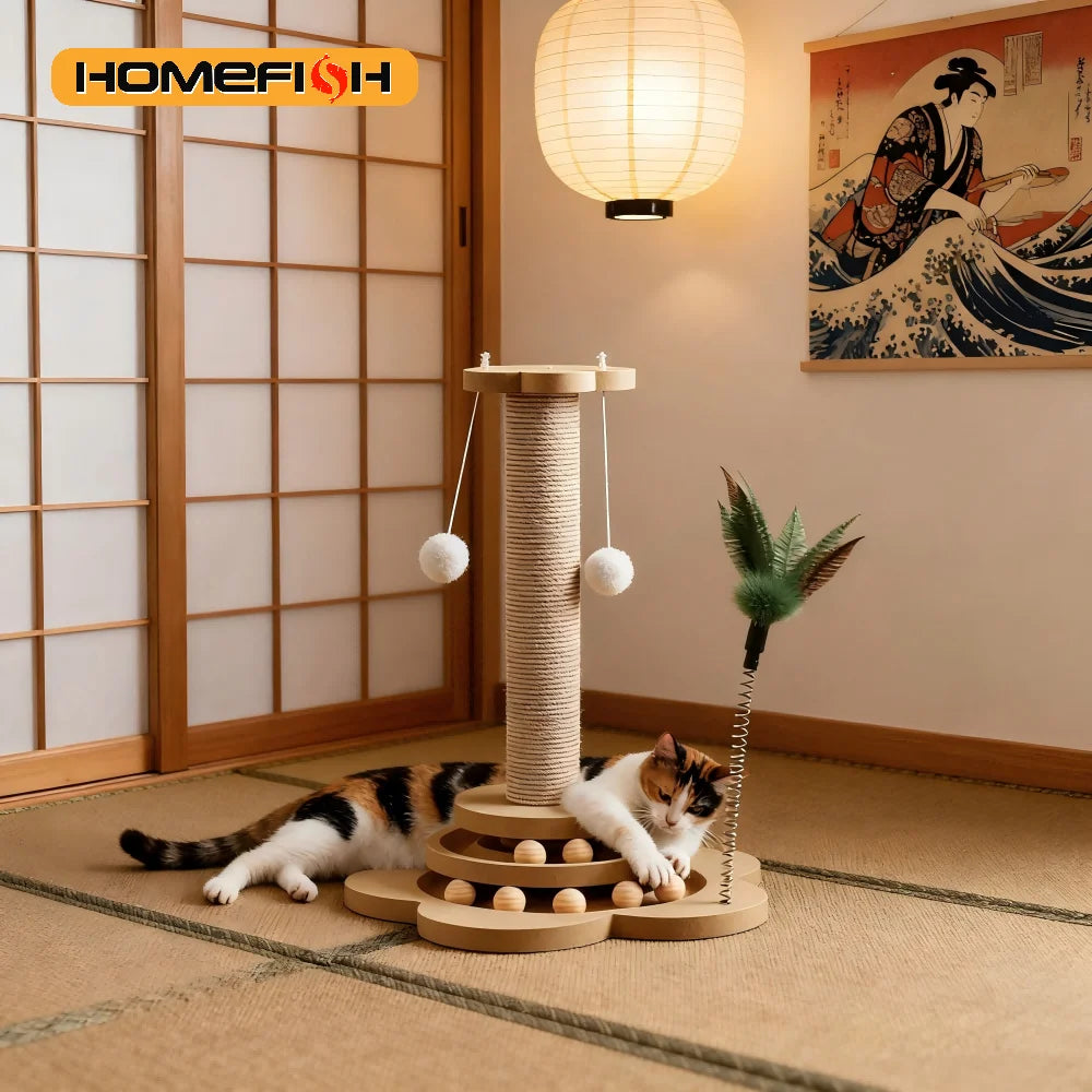 Solid Wood Cat Turntable Toy