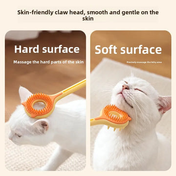 Retractable Pet Scratch Stick 2-in-1 Cat Massager Teaser Wand with Double-Sided Massage Head Durable Interactive for Cats Dogs