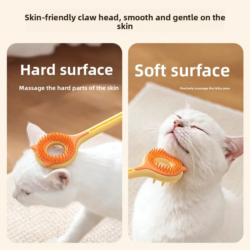 Retractable Pet Scratch Stick 2-in-1 Cat Massager Teaser Wand with Double-Sided Massage Head Durable Interactive for Cats Dogs