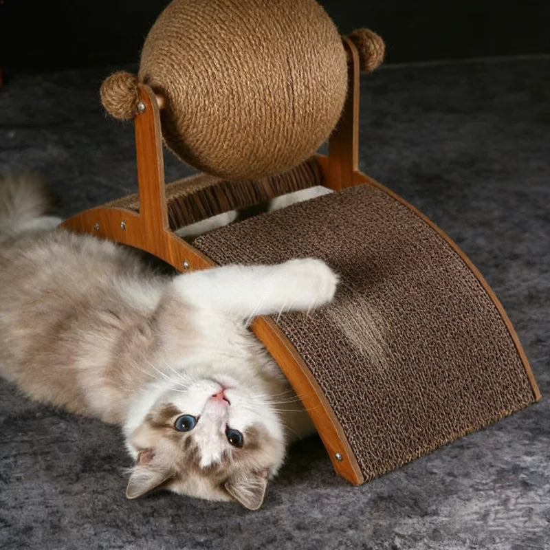2-in-1 Wooden Cat Scratcher Ball