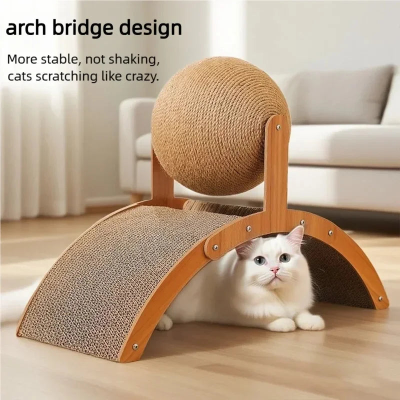 2-in-1 Wooden Cat Scratcher Ball