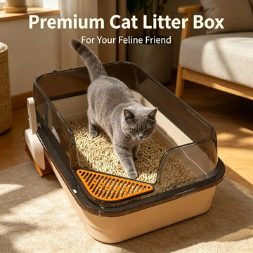 Semi-Enclosed Anti-Splash Cat Litter Box