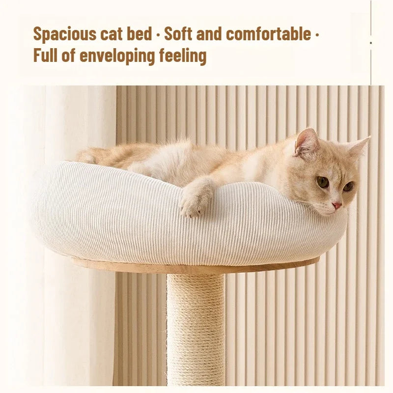 Compact Solid Wood Cat Tower