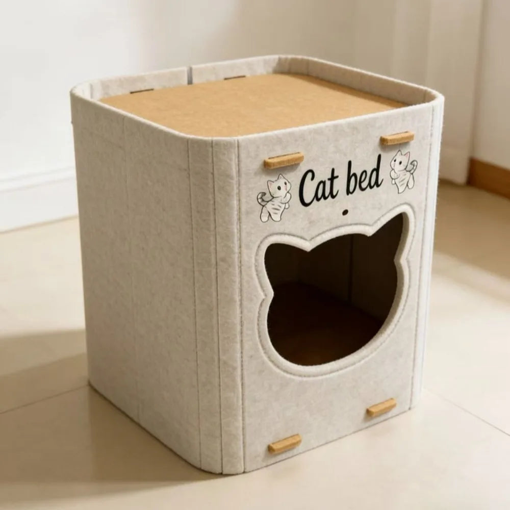 Foldable Double Layer Felt Cat House