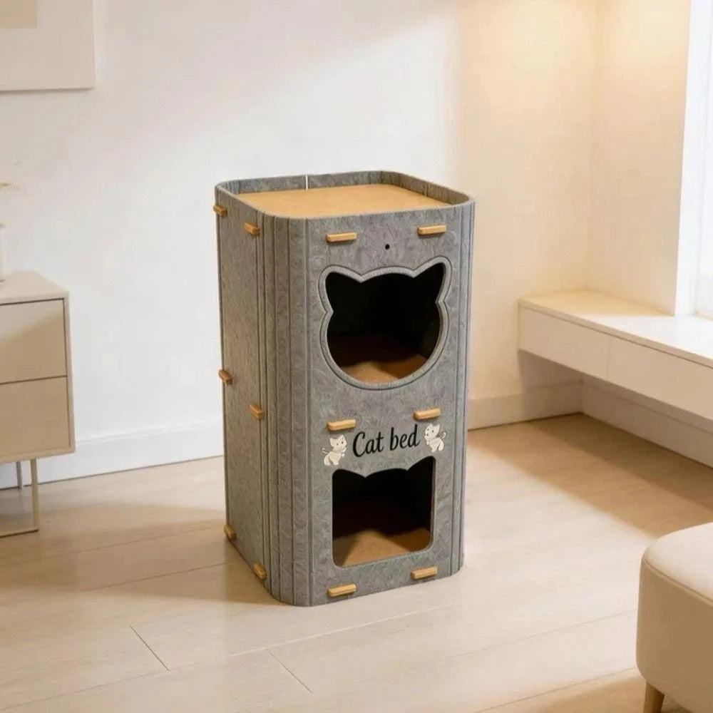Foldable Double Layer Felt Cat House