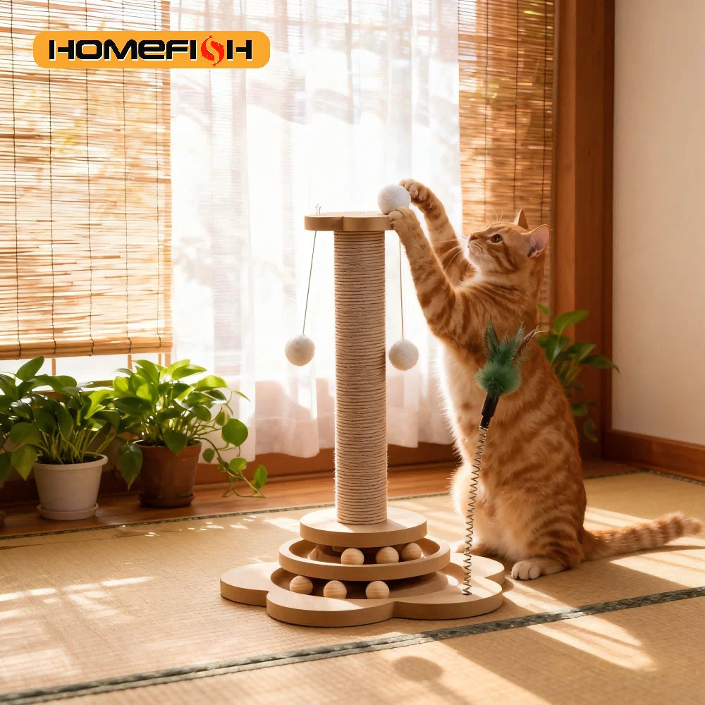 Solid Wood Cat Turntable Toy
