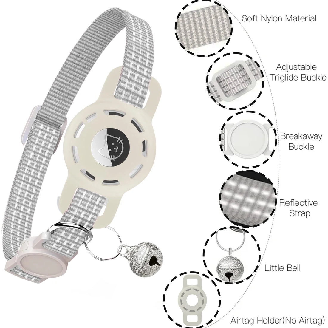 Reflective AirTag Cat Collar with Bell