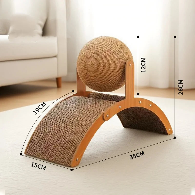 2-in-1 Wooden Cat Scratcher Ball