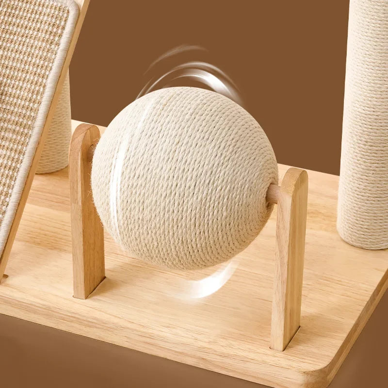 Compact Solid Wood Cat Tower