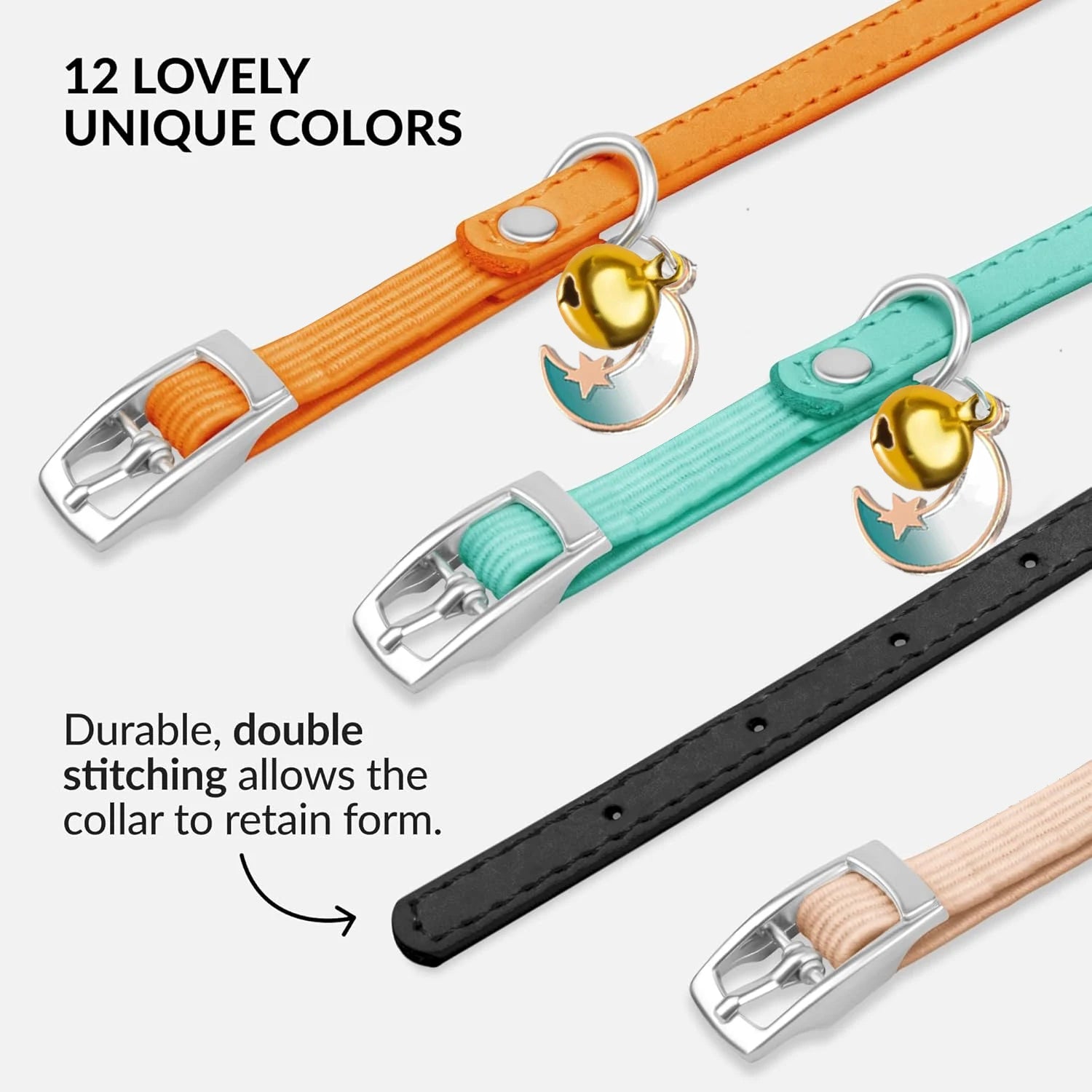 Leather Cat Collar with Bell & AirTag Holder