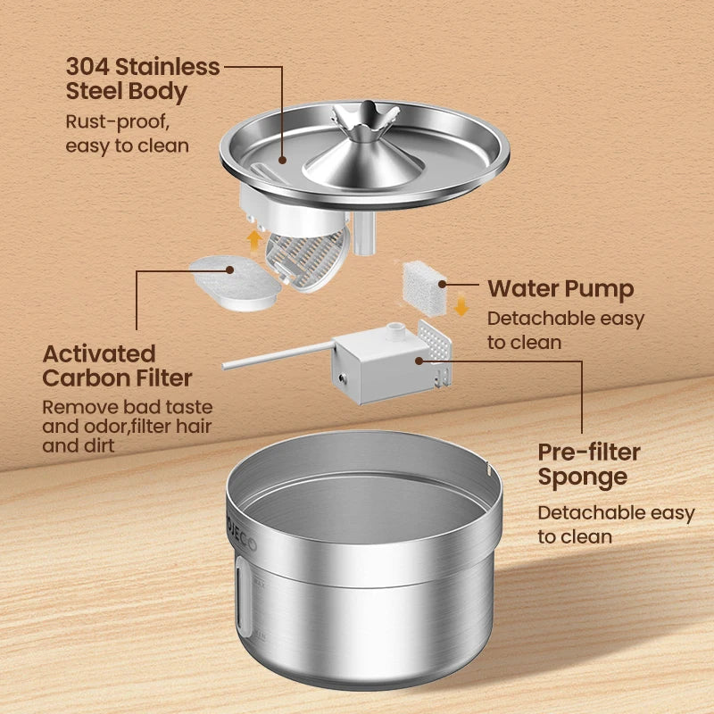 Stainless Steel Cat Drinking Fountain