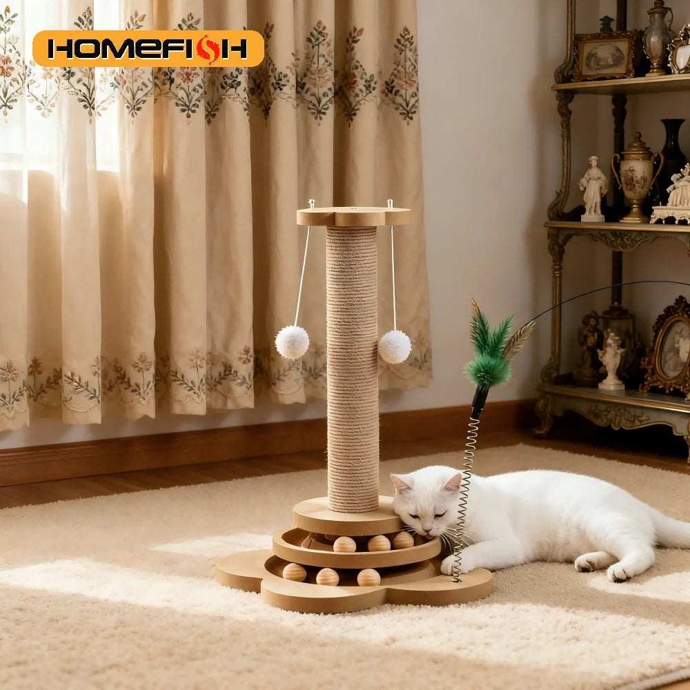 Solid Wood Cat Turntable Toy