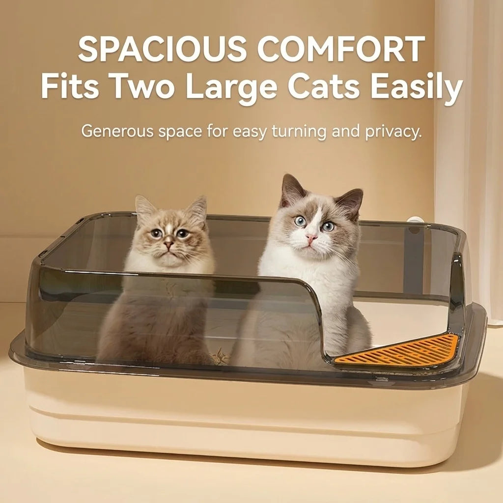 Semi-Enclosed Anti-Splash Cat Litter Box
