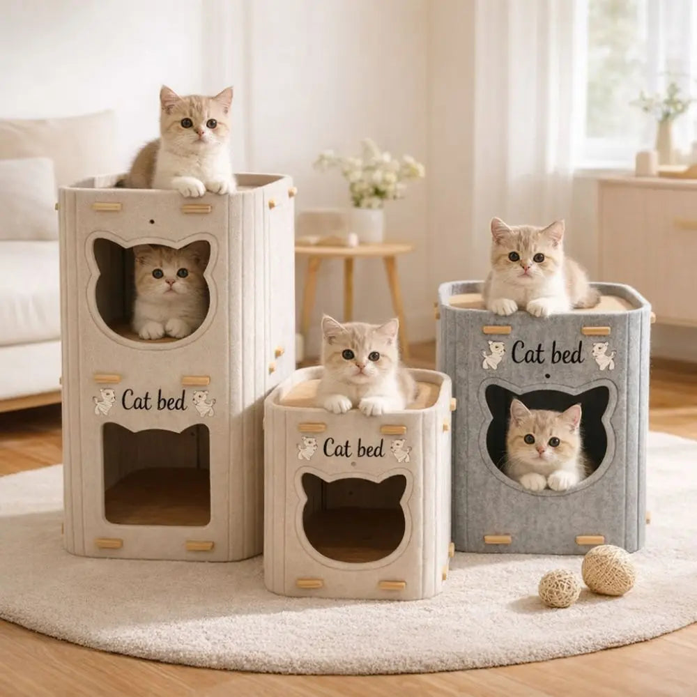 Foldable Double Layer Felt Cat House