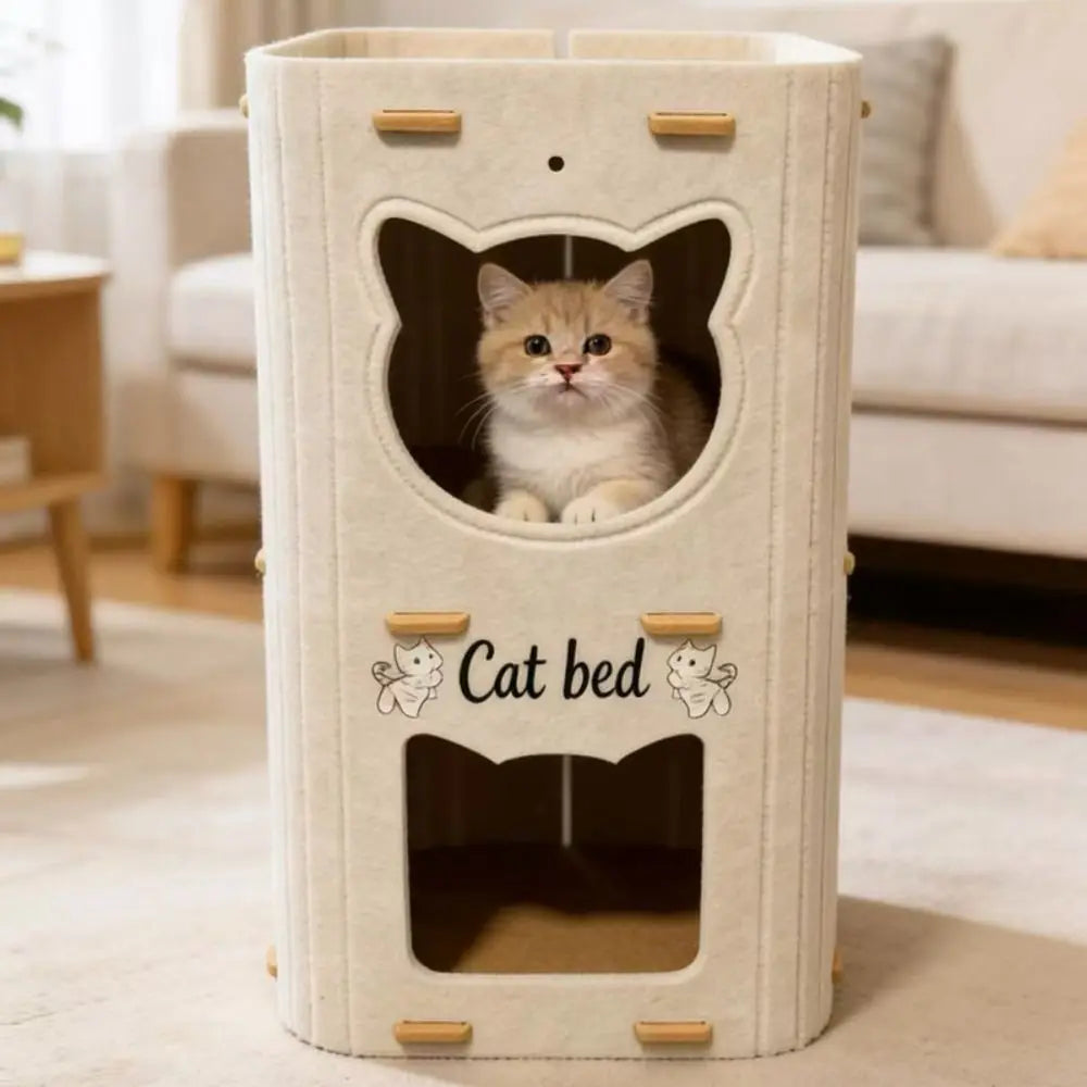 Foldable Double Layer Felt Cat House
