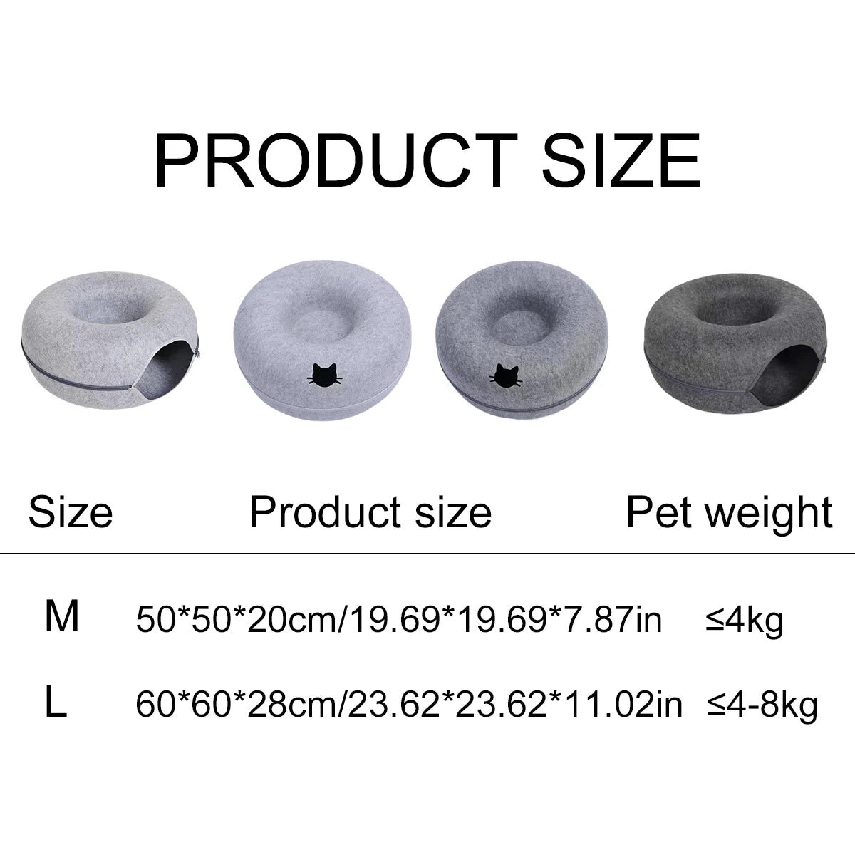 Felt Donut Cat Bed with Tunnel