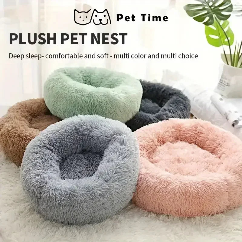 Round Plush Cat Nest Bed