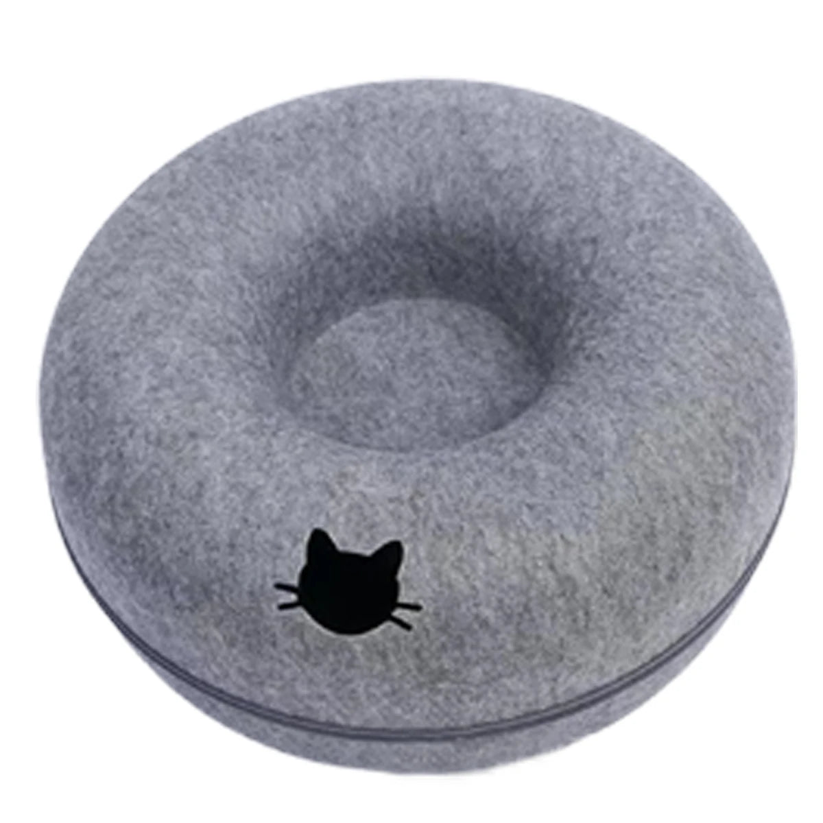 Felt Donut Cat Bed with Tunnel
