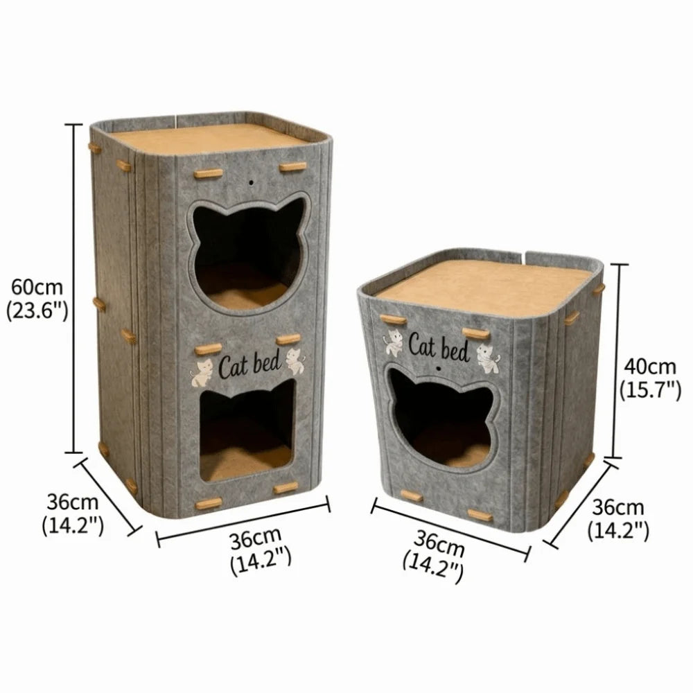 Foldable Double Layer Felt Cat House