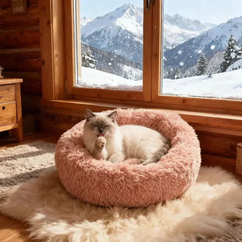 Round Plush Cat Nest Bed