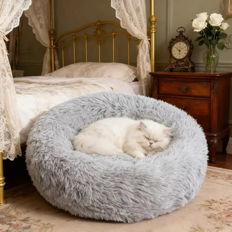 Round Plush Cat Nest Bed