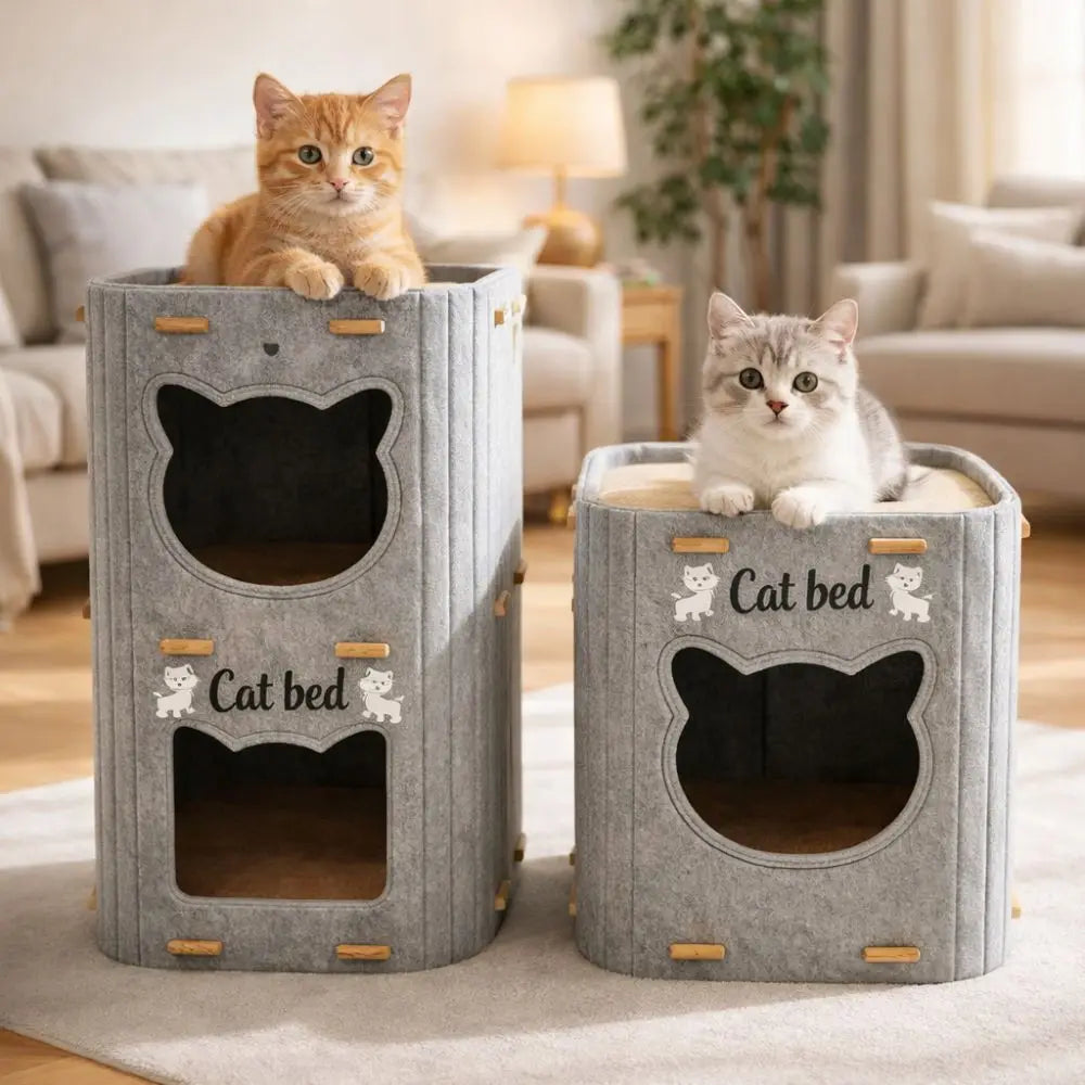 Foldable Double Layer Felt Cat House
