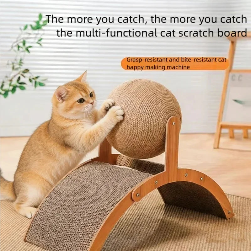 2-in-1 Wooden Cat Scratcher Ball