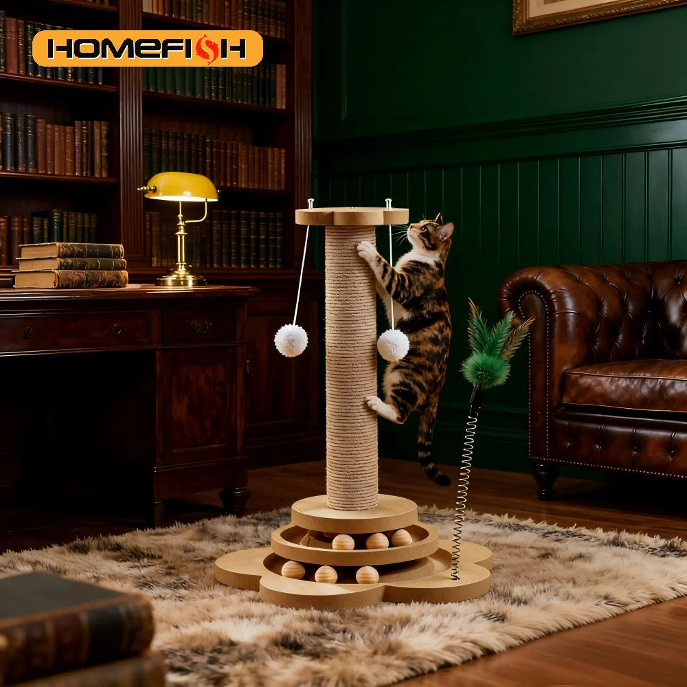 Solid Wood Cat Turntable Toy