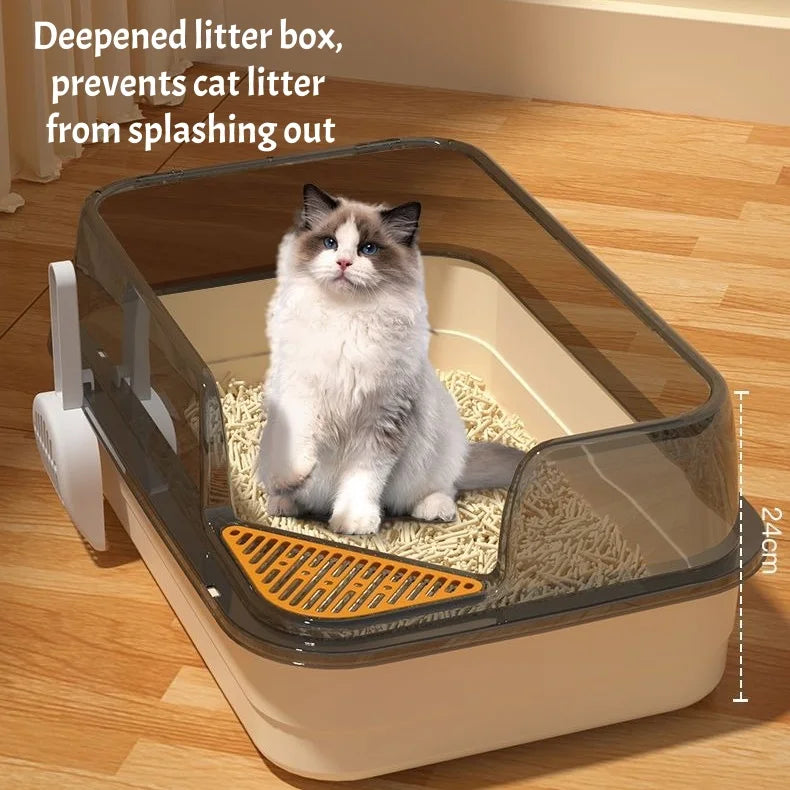 Semi-Enclosed Anti-Splash Cat Litter Box