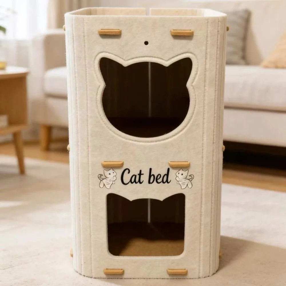 Foldable Double Layer Felt Cat House